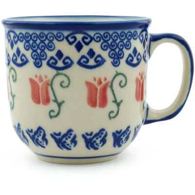 Polish Pottery Mug 10 oz Butterfly Tulips