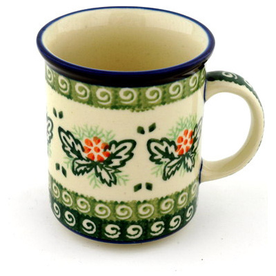 Polish Pottery Mug 10 oz Christmas Peacock