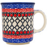 Polish Pottery Mug 10 oz Crimson Circles UNIKAT
