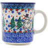Polish Pottery Mug 10 oz Dancing Snowman UNIKAT