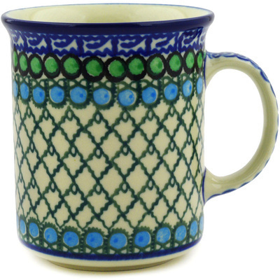 Polish Pottery Mug 10 oz Emerald Basket UNIKAT