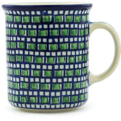 Polish Pottery Mug 10 oz Emerald Mosaic UNIKAT