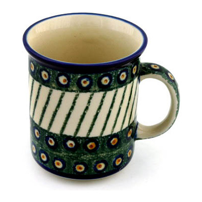 Polish Pottery Mug 10 oz Emerald Peacock