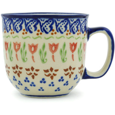 Polish Pottery Mug 10 oz Fluttering Tulips