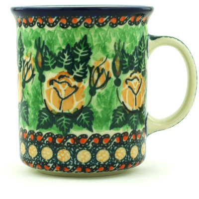 Polish Pottery Mug 10 oz Golden Floral UNIKAT