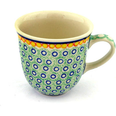 Polish Pottery Mug 10 oz Green Peacock