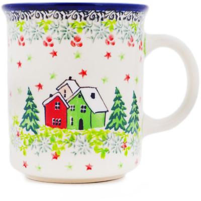 Polish Pottery Mug 10 oz Green Village UNIKAT