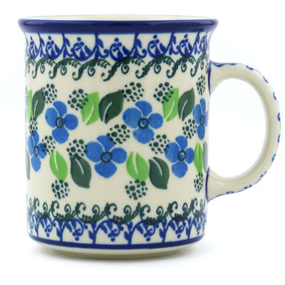 Polish Pottery Mug 10 oz Lime Flower