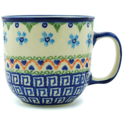 Polish Pottery Mug 10 oz Little Blue Flowers