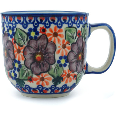 Polish Pottery Mug 10 oz Mauve Poppies UNIKAT