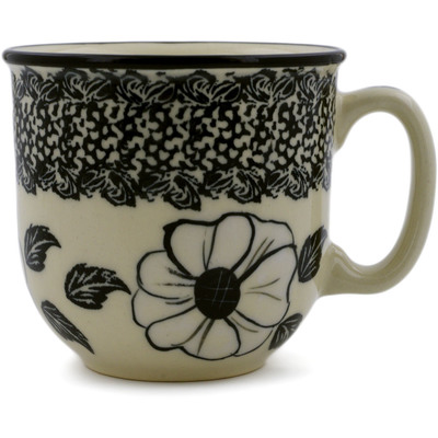 Polish Pottery Mug 10 oz Midnight Flowers UNIKAT