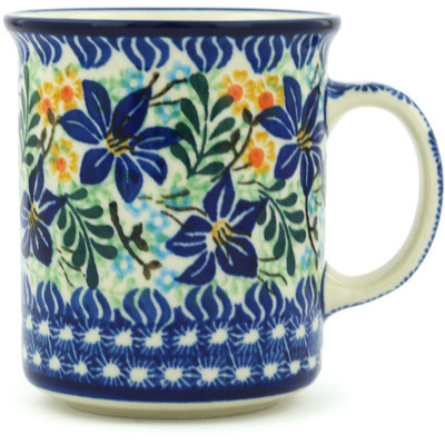 Polish Pottery Mug 10 oz Midnight Lilies UNIKAT