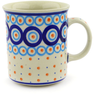 Polish Pottery Mug 10 oz Modern Peacock