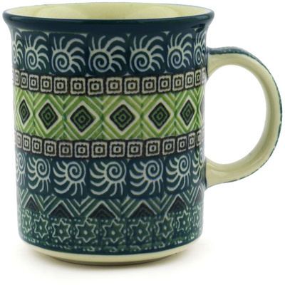 Polish Pottery Mug 10 oz Olive Aztek