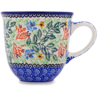 Polish Pottery Mug 10 oz Peach Fan Fare UNIKAT