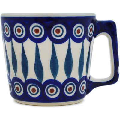 Polish Pottery Mug 10 oz Peacock Leaves