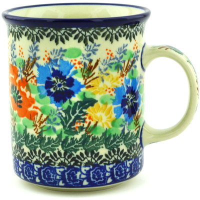 Polish Pottery Mug 10 oz Playful Bouquet UNIKAT
