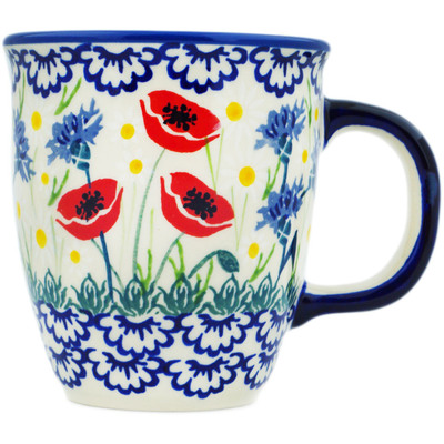 Polish Pottery Mug 10 oz Poppies And Cornflowers UNIKAT