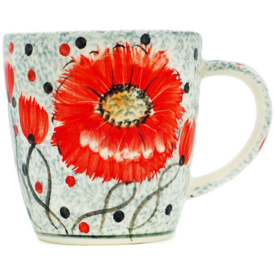 Polish Pottery Mug 10 oz Poppies Garden UNIKAT