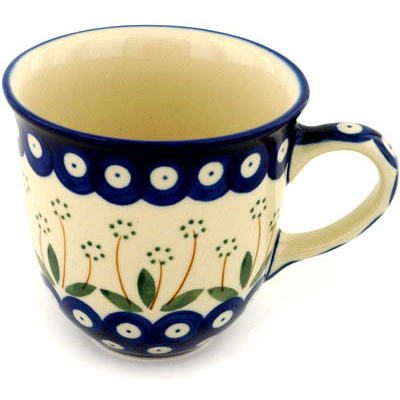 Polish Pottery Mug 10 oz Pushing Daisy Peacock