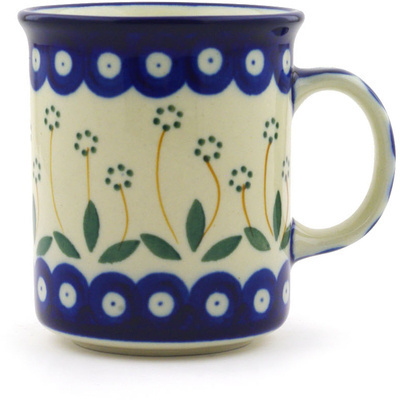 Polish Pottery Mug 10 oz Pushing Daisy Peacock