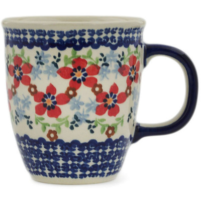 Polish Pottery Mug 10 oz Red Flower Meadow