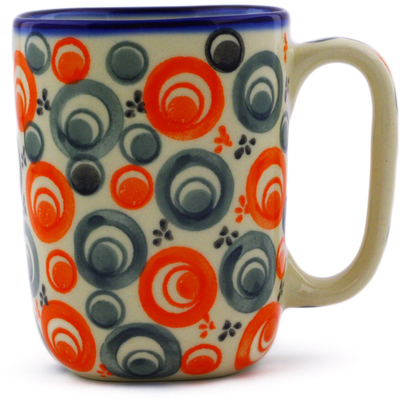 Polish Pottery Mug 10 oz Red Peacock Eye