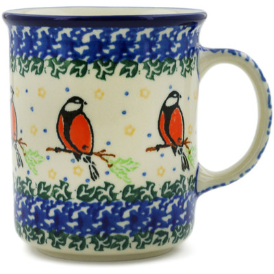 Polish Pottery Mug 10 oz Redbird On A Wire