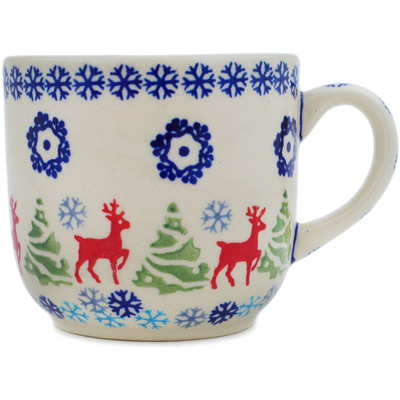 Polish Pottery Mug 10 oz Ring Around The Reindeer