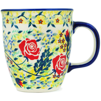 Polish Pottery Mug 10 oz Rising Roses Yellow Morning UNIKAT