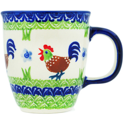 Polish Pottery Mug 10 oz Rooster Strut UNIKAT