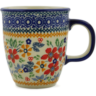 Polish Pottery Mug 10 oz Ruby Bouquet UNIKAT