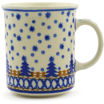 Polish Pottery Mug 10 oz Snowy Woods