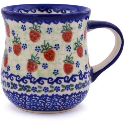 Polish Pottery Mug 10 oz Strawberries And Cream UNIKAT