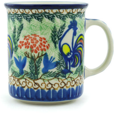 Polish Pottery Mug 10 oz Summer Rooster UNIKAT