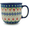 Polish Pottery Mug 10 oz Tulips And Diamonds