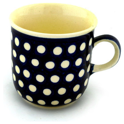 Polish Pottery Mug 10 oz White Dot