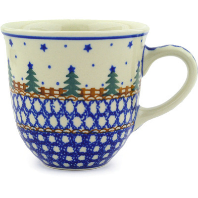 Polish Pottery Mug 10 oz Winter Evergreen