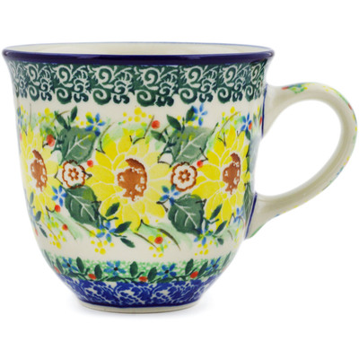 Polish Pottery Mug 10 oz Yellow Garden UNIKAT