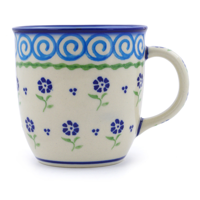 Polish Pottery Mug 11 oz Blue Bursts