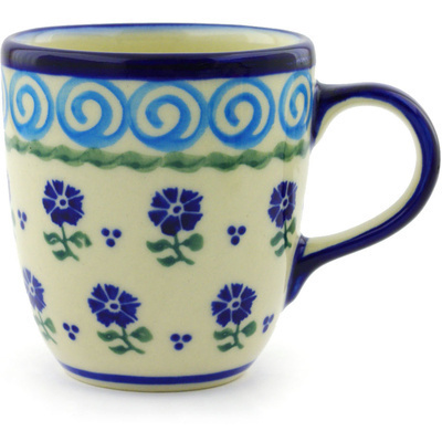 Polish Pottery Mug 11 oz Blue Bursts