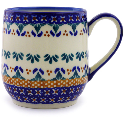 Polish Pottery Mug 11 oz Blue Cress