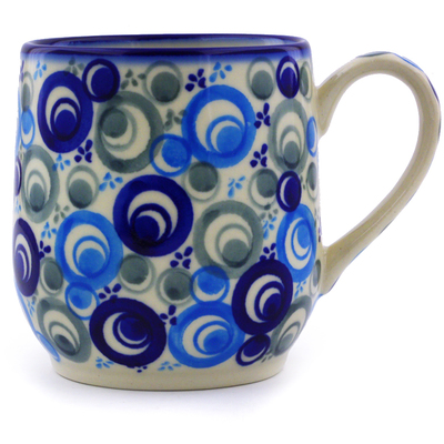 Polish Pottery Mug 11 oz Blue Peacock Eye