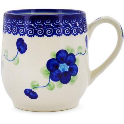 Polish Pottery Mug 11 oz Blue Poppies