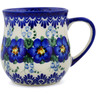 Polish Pottery Mug 11 oz Blue Wildflower UNIKAT