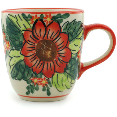 Polish Pottery Mug 11 oz Bold Anemone UNIKAT