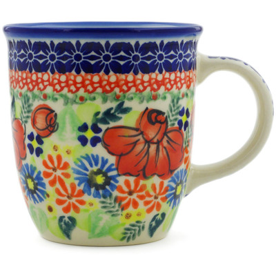 Polish Pottery Mug 11 oz Bold Poppies UNIKAT