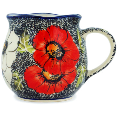 Polish Pottery Mug 11 oz Bright Poppies On Moss UNIKAT