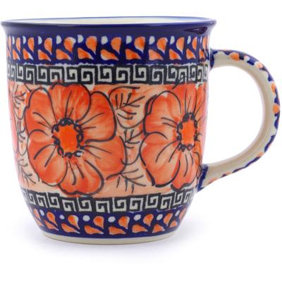 Polish Pottery Mug 11 oz Fire Poppies UNIKAT