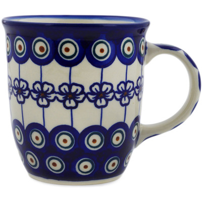 Polish Pottery Mug 11 oz Flowering Peacock